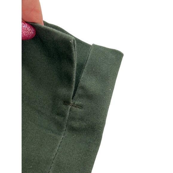 H&M Women’s Pants 8 Green Flat Front Tapered Leg Ankle Length Side Zip Button - Picture 8 of 11